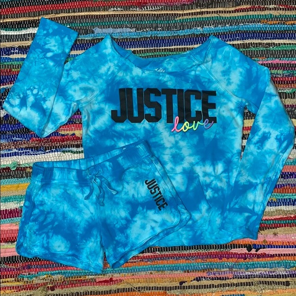 Justice Other - 💕Distressed Tie-dye Sweatshirt/Short Set / EUC